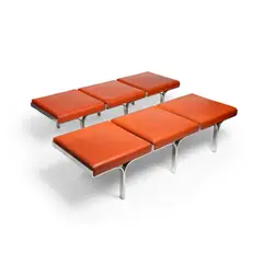 John Behringer, PAIR OF 'LINK' BENCHES, DESIGNED 1961, 1961, skai and aluminium