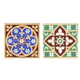 TWO 6-INCH GOTHIC REVIVAL TILES, CIRCA 1860 by Augustus Welby Northmore Pugin, 1860, glazed earthenware, sold Apr 2025
