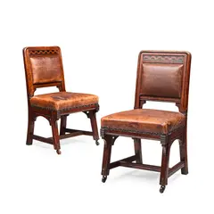 Bruce Talbert, PAIR OF DINING CHAIRS, CIRCA 1865, 1865, oak