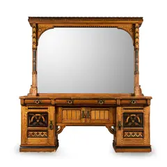 John Pollard Seddon, REFORMED GOTHIC ‘GEOMETRIC’ SIDEBOARD, 1865, 1865, inlaid oak