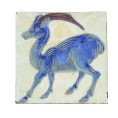 'ANTELOPE' TRIPLE LUSTRE TILE, 1898 by William De Morgan, 1898, lustre-glazed earthenware, sold Apr 2025