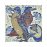 William De Morgan, 'PENGUINS WITH HATCHING CHICK' TRIPLE LUSTRE TILE, 1898, 1898, lustre-glazed earthenware