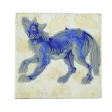 William De Morgan, 'HOWLING WOLF' TRIPLE LUSTRE TILE, 1898, 1898, lustre-glazed earthenware