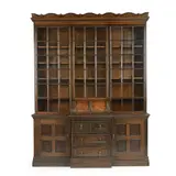 Philip Webb, ARTS & CRAFTS SECRETAIRE BOOKCASE CABINET, CIRCA 1890, 1890, green stained oak