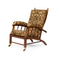 Philip Webb, ADJUSTABLE-BACK ARMCHAIR, CIRCA 1870, 1870, mahogany