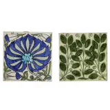 William De Morgan, TWO ARTS & CRAFTS 6-INCH TILES, 1880s/1890s