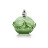 'CLUTHA' PERFUME BOTTLE AND STOPPER, 1896 by Christopher Dresser, 1896, green glass, sold Apr 2025