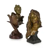 Emmanuel Villanis, ART NOUVEAU BUST OF A GIRL, CIRCA 1910, 1910, patinated bronze