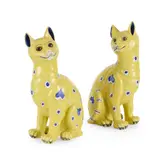 Émile Gallé, PAIR OF FAIENCE CATS, CIRCA 1880