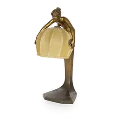 JUGENDSTIL TABLE LAMP, CIRCA 1900 by Rudolf Ferdinand Marschall, 1900, patinated bronze, sold Apr 2025