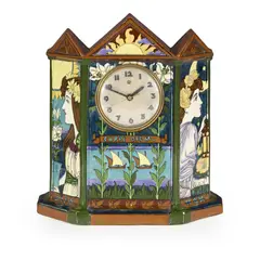 Frederick Alfred Rhead, FOLEY 'INTARSIO' TABLE CLOCK, CIRCA 1900, 1900, printed and painted earthenware