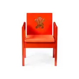 PRINCE OF WALES INVESTITURE ARMCHAIR, 1969 by Earl Of Snowdon Antony Armstrong-Jones, 1969, red-stained ash ply, sold Apr 2025