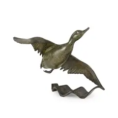 Simon Gudgeon, DUCK IN FLIGHT, patinated bronze