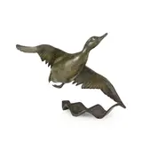 Simon Gudgeon, DUCK IN FLIGHT, patinated bronze