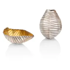 Kevin Grey, SINEW BUD VASE AND SINEW BOWL, c.2012, 2012, hallmarked for Birmingham, 958 Britannia silver and the bowl with gilt interior