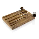Chien-Wei Chang, LADLE SERIES, 2004, 2004, silver and Indian rosewood ladles on a Indian rosewood board