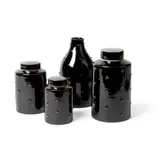 Chris Keenan, THREE CANISTERS & VASE, porcelain with tenmoku glaze