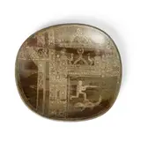 Siddig El Nigoumi, DISH, 1972, 1972, stoneware with incised decoration of buildings