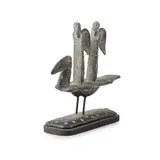 John Maltby, BIRD AND TWO ANGELS, stoneware on wooden base