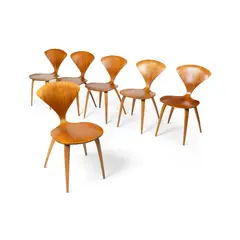 Norman Cherner, SET OF SIX CHAIRS, DESIGNED 1958, 1958, plywood with walnut veneer