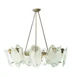 Max Ingrand, CHANDELIER, DESIGNED c.1959, 1959, clear and frosted glass and nickel plated brass