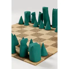 Barry Flanagan O.B.E., CHESS SET, 1971-73, 1971, on a cork board with aluminium base