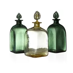 Harry Powell, THREE SQUARE DECANTERS, CIRCA 1908, 1908, coloured glass (3)