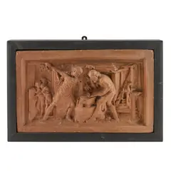 Benjamin Creswick, THE BLACKSMITH'S FORGE, terracotta relief