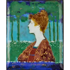 George Frampton, ‘CHRISTABEL’, 1898, 1898, enamels and gilt on copper panel