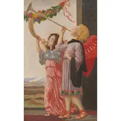 Robert Anning Bell, TWO ANGELS, BLOWING HORNS, 1912, 1912