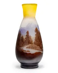 PAYSAGE DE MONTAGNE VASE, CIRCA 1908-20 by Galle, 1908, glass, sold Oct 2024