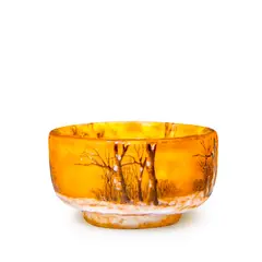 PAYSAGE D'HIVER MINIATURE BOWL, CIRCA 1900 by Daum, 1900, mottled glass, sold Oct 2024