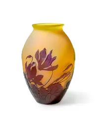 CYCLAMEN VASE, CIRCA 1920-36 by Galle, 1920, glass, sold Oct 2024