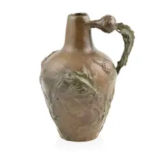 Jeanne Jozon, ART NOUVEAU FLAGON, CIRCA 1900, 1900, patinated bronze