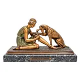 Demetre Chiparus, ACCIDENT DE CHASSE, CIRCA 1925, 1925, gilt and cold-painted bronze