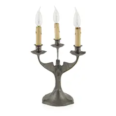 Hugo Leven, KAYSERZINN THREE-BRANCH 'BAT' CANDELABRUM, CIRCA 1900, 1900, pewter