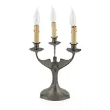 Hugo Leven, KAYSERZINN THREE-BRANCH 'BAT' CANDELABRUM, CIRCA 1900, 1900, pewter
