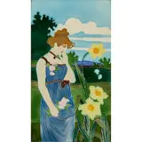 Carl Sigmund Luber, JUGENDSTIL TILE, CIRCA 1900, 1900, glazed earthenware
