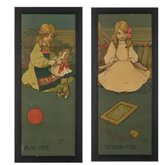 John Hassall, 'LESSON TIME' AND 'PLAY TIME', CIRCA 1900, 1900
