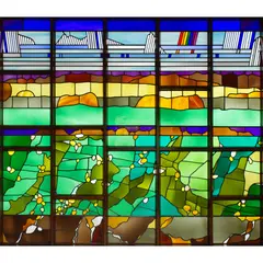 Brian Clarke, THE PLUMB WINDOW I, 1974, 1974, mouth-blow English, French Antique and Belgian Opal glass with mirrors