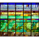 Brian Clarke, THE PLUMB WINDOW I, 1974, 1974, mouth-blow English, French Antique and Belgian Opal glass with mirrors