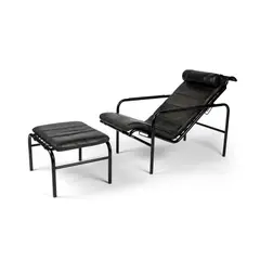 Gabriele Mucchi, 'GENNI' LOUNGE CHAIR AND OTTOMAN, DESIGNED 1935, 1935, chrome-plated steel and leather