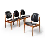 Arne Vodder, SET OF FOUR DINING CHAIRS, 1957-60, 1957, teak and leather upholstery