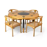Richard Nissen, 'YIN AND YANG' DINING SUITE, beech and cane with black lacquered steel fittings