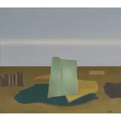 Albert Reuss, LANDSCAPE WITH GREEN METAL SHEET, 1957, 1957