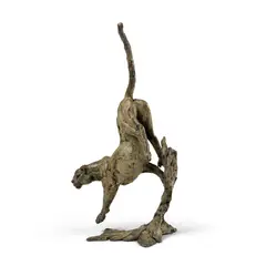 Hamish Mackie, LEOPARD COMING OUT OF A TREE, 2008, 2008, patinated bronze