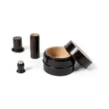 Richard Kell, TWO SEWING BOXES, blackwood with inlaid decoration and maple interior and a blackwood thimble