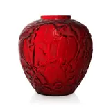 PERRUCHES VASE, NO. 876 by René Lalique, cherry red, sold Apr 2024