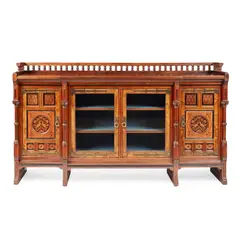 Bruce Talbert, FINE DRAWING ROOM CABINET, CIRCA 1870, 1870, walnut and burr walnut