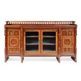 Bruce Talbert, FINE DRAWING ROOM CABINET, CIRCA 1870, 1870, walnut and burr walnut